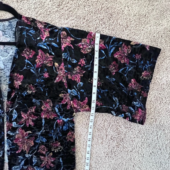 Floral Velvet Black Long Open Kimono Cardigan - Picture 8 of 8